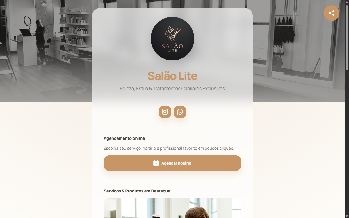 Demonstração do site Salão Lite